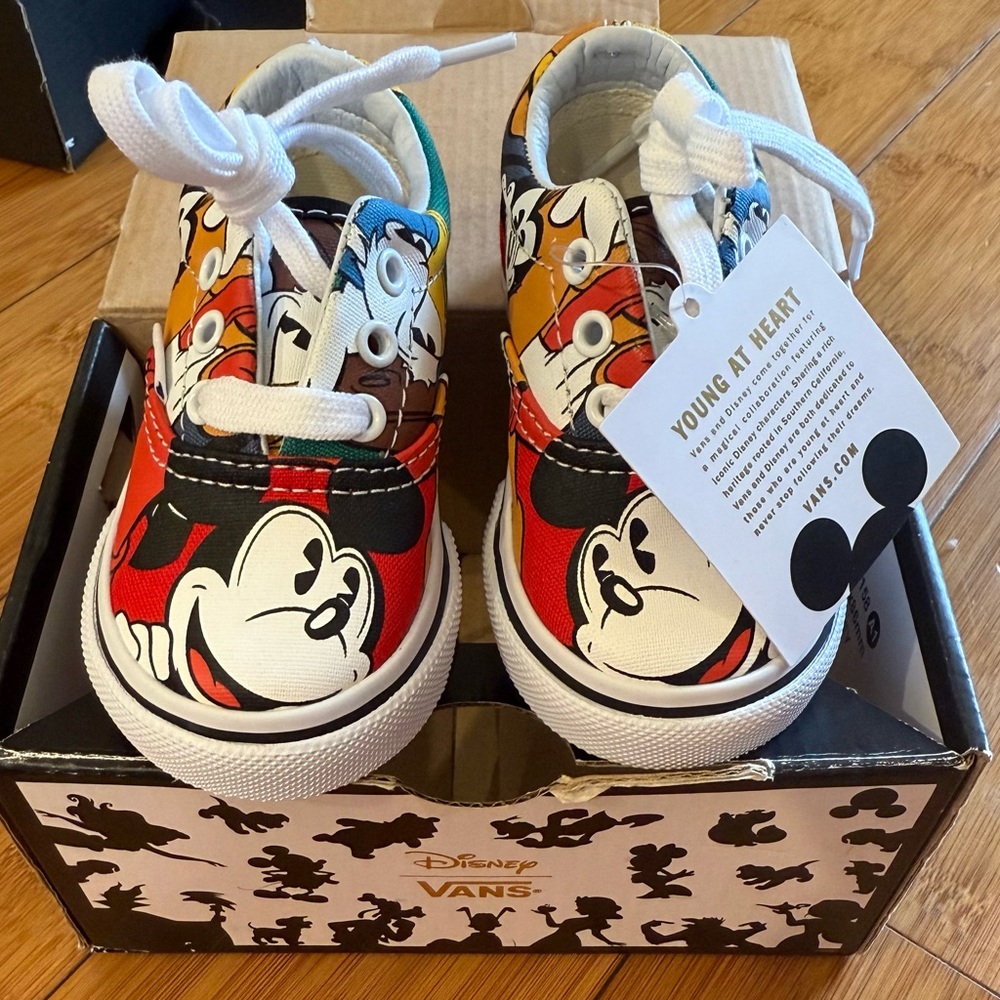 Vans Red and Black Sneakers with Disney Design